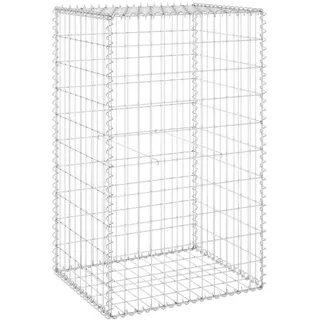 vidaXL Gabionenwand mit Abdeckung Verzinkter Stahl 60x50x100 cm - Silber