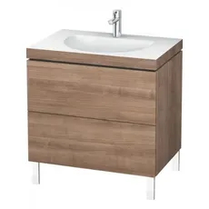 Duravit L-Cube Möbelwaschtisch c-bonded mit Unterbau wandhängend, 60x48 cm, 1 Auszug, ohne Überlauf, 3 Hahnlöcher, Farbe: Tessiner Kirschbaum