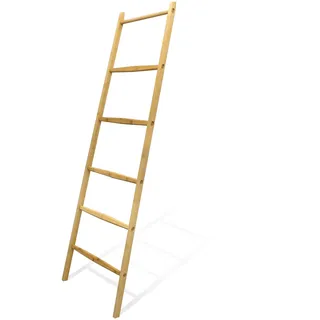 Bambus Dekoleiter Natur - 170 cm x 55 cm - Deko Holz Leiter im Landhaus Design - Wand Handtuchhalter Kleiderständer Garderobe Stummer Diener freistehend