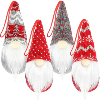 4 Stücke Weihnachtsbaum Hängenden GNOME Ornamente Handgemachte Elf Plüsch Ornamente Schwedischen Tomte Gnom Xmas Decor Plüsch Skandinavisch Weihnachtsmann Bart Ornamente für Valentinstag