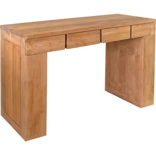 Teako Design Teak Konsolentisch Sandhem 120x45cm mit 2 Schubladen - Massivholz Schreibtisch wetterfest FLEGT-