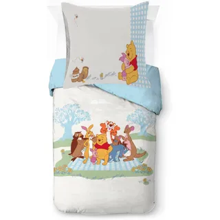 Disney Winnie The Pooh Party Baumwolle Blau 135 x 200 cm + 2 x 80 x 80 cm