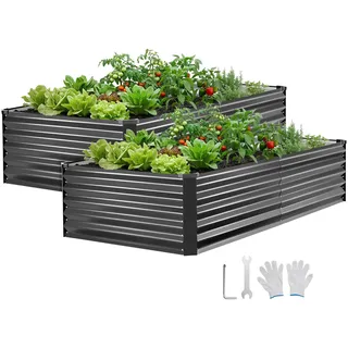 Vevor Hochbeet Metall 203 x 102 x 46 cm Silber