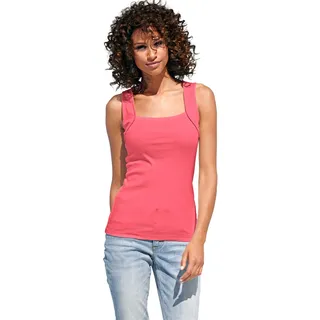 Shirttop HEINE, Damen, Gr. 38, orange (koralle), 100% Baumwolle, unifarben, eckiger Ausschnitt, Tops Shirttop