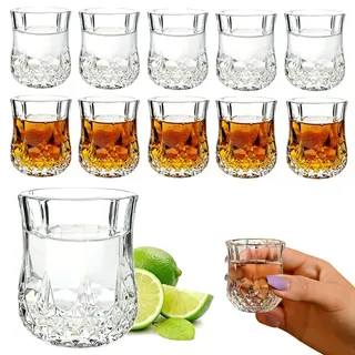 VIQIHEOE Schnapsgläser Set, 12 Stück Schnapsgläser aus Kristall Glas, 50ml Whisky Schnapsglas, Likörgläsern, Shotgläser aus Glas, Bleifreie Glas, für Liköre Tequila Ouzo Vodka(Rundem Boden)