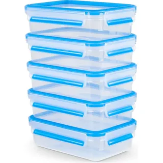 Emsa Clip&Close rechteckig Mealprep Aufbewahrungsbehälter-Set, 5-tlg. blau (N10307)