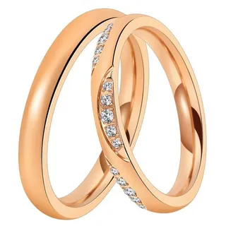 DOOSTI »Schmuck Geschenk Edelstahl Trauring Ehering Partnerring LIEBE« wahlweise mit oder ohne Zirkonia, rosegold