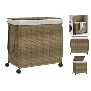 vidaXL Wäschekorb mit Rollen 60x35x60,5 cm Rattan