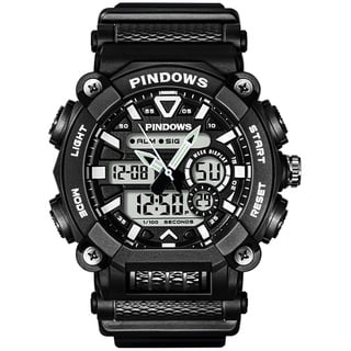 PINDOWS Herren Digitaluhr für Herren Uhr Digital Armbanduhr Herren Sportuhr Teenageruhr Digital Analog Display Uhren mit Wasserdichtes Licht Alarm Stoppuhr Multifunktionale Armbanduhren