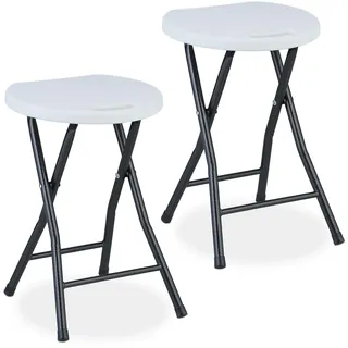 Relaxdays Klapphocker 2er Set Kunststoff 31 x 46 x 30 cm Weiß