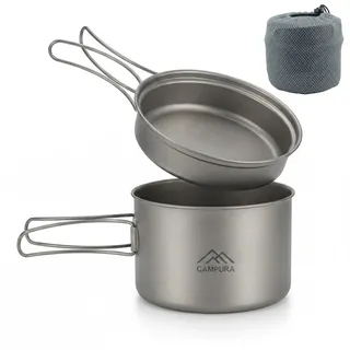 Campura Titan Topf Set 1300ml mit 500ml Pfanne – Ultraleichtes Outdoor Camping Kochgeschirr Set (240g) für Trekking, Bushcraft und Lagerfeuer Kochen