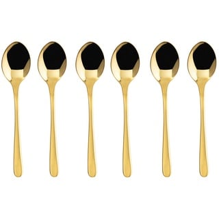 Sambonet 6 Kaffeelöffel Taste, Kaffeelöffel Set für 6 Personen, für die Kaffeepause, Spülmaschinenfest, Gold PVD