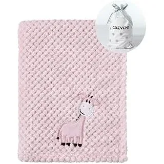 CREVENT 75cmX100cm Nette gemütliche Flauschige warme Babydecke für Mädchen Kleinkinder Bettwäsche Krippe Kinderbett Kinderwagen, Baby Dusche Geburtstag Neugeborenes Geschenk Rosa-Baby Giraffe