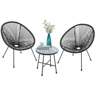 Juskys Ostana Balkomöbel Set 3-tlg. schwarz