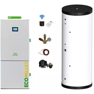 EcoPellet 24 kW Pelletkessel + Pufferspeicher 1000 l + Zubehörset, Pelletheizung