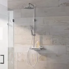 HSK Shower-Set AquaTray RS 200 Thermostat, Ablage: Glas weiß, 1006400-07, Ausführung: mit Kopfbrause rund, super-flach, Ø250 mm, Höhe 2 mm