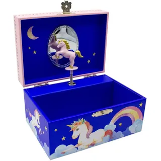 GICO Schmuckkästchen Einhorn für Mädchen Kinderspieluhr mit Musik, drehender Figur und Spiegel Geburtstagsgeschenk Mädchen Schmuckbox Kinder 15 x 13 x 9 cm - 92060