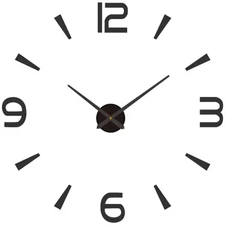Moderne 3D Leise Klebe Wanduhr 120cm Schwarz Wanduhr - Schwarz