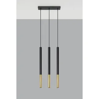 Sollux lighting Hängeleuchte - Deckenlampe Stahl - 3 Flammig - LED Lampe Glühbirne - Schwarz