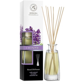 Raumduft mit Natürlichem Ätherischem Öl Lavendel 100ml mit Rattanstäbchen - Bester Raumlufterfrischer fur Zuhausem - Büro - Boutique - SPA - Aromatherapie