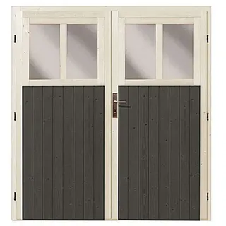 Karibu Zusatztür für Holz-Gartenhaus Kristiansund Inkl. Beschläge Terragrau