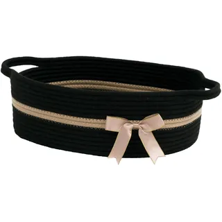 TIMEYARD Aufbewahrungskorb, Geschenkkorb Leer, Baumwolle Organizer Korb für Handtücher, Snacks, Hundespielzeug, Korb Geflochten, 33 x 25 x 12 cm, Schwarz und Khaki