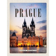 Holzschild 20x30 cm - Retro Prague Prag Czech Republik