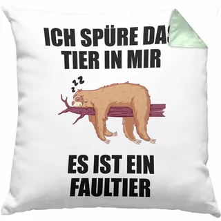 Trendation Lustige Kissen mit Füllung 40x40 mit Spruch Mitarbeiter Faultier Geschenk Arbeitskollege Männer Frauen (Grün)