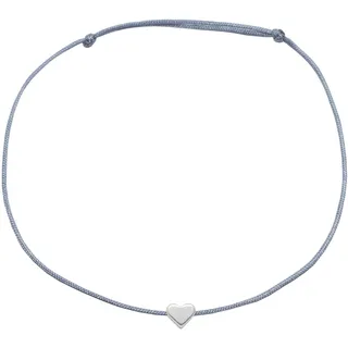 Selfmade Jewelry Fußkettchen Damen Silber Herz Handmade Größenverstellbar Fußbändchen aus Makramee-Band Inkl. Geschenk-Verpackung (Grau)