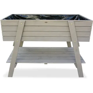 HABAU Hochbeet Alina, Grau, 115 x 45 x 89 cm | mit Ablagefläche und perforierter Pflanzfolie