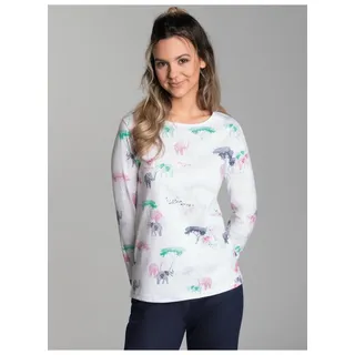 TRIGEMA »TRIGEMA Pyjama Oberteil mit Allover Safari-Print« 1 tlg., weiß,