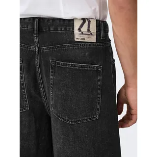 Shorts ONLY & SONS "ONSCARL BALL WB 2957 TAI", Herren, Gr. L, N-Gr, washed schwarz, Denim/Jeans, Obermaterial: 100% Baumwolle, Abriebeffekte, relaxed fit kniebedeckend, Hosen Shorts