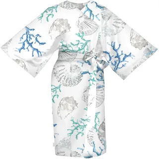 Kimono APELT "Coral", blau, Mako-Satin, Hausmäntel, Kimono, passend zur Bettwäsche