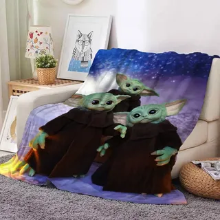 Mandalorian Yoda Flannel Fleece Blanket Grogu Kuiil Karga Decke Sommer Sofa Quilt - Grogu 12 - 130x150cm