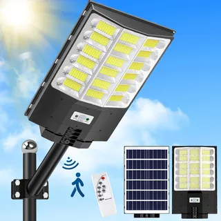 Lightasea 1200W Solar Straßenlaterne, 120000LM 6500K Solar Wegeleuchte mit Bewegungsmelder, IP65 Wasserdichte Solarlampen Strassenlaternen mit Fernbedienung für Hof, Garten, Parkplatz