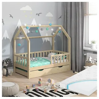 VitaliSpa Hausbett Wiki 80 x 160 cm Kiefer naturbelassen braun