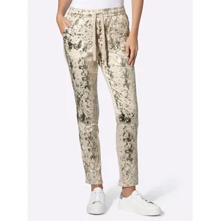 Webhose HEINE, Damen, Gr. 44, Normalgrößen, sand, 96% Polyester, 4% Elasthan, bedruckt, gemustert, mehrfarbig, metallic, Hosen Webhose