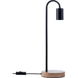 Tischlampe Nachttischlampe Schreibtischlampe Holz Fuß Höhe 40,5cm ø12,6cm E27 Farbe Schwarz-Holzfarben - Schwarz