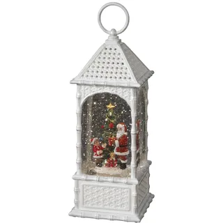 Konstsmide LED Wasserlaterne "Santa am Baum", weiß, mit 5h Timer, 1 warm weiße Diode, batteriebetrieben & USB, Innen, 0,1W, schwarzes Kabel, 3 x C 1.5V (exkl.) - 4306-200