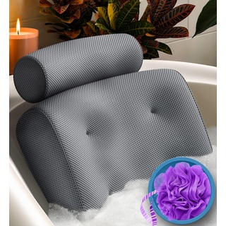 Everlasting Comfort Luxury Bath Pillow - Head, Neck, Back Support Cushion for Bathtub, Spa, Soaking