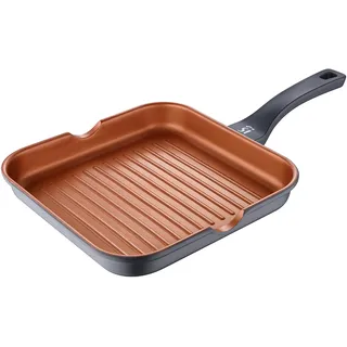 San Ignacio Bronze | Antihaftbeschichtete Grillpfanne 28 x 28 x 4,5 cm cm | Aus Gegossenem Aluminium | Effiziente Wärmeverteilung | Mit Soft-Touch-Griff | Geeignet für Alle Herdarten