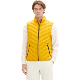 TOM TAILOR Herren 1036072 Lightweight Steppweste mit Stehkragen aus recyceltem Polyester, 32096-symphonic Sun Yellow, XXL