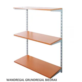 Biedrax Wandregal - Grundregal 35 x 80 x 100 cm, Farbe silber - 3 Fachboden Kirsche