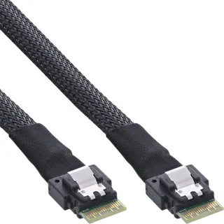 InLine Slim SAS Kabel, SFF-8654 4i zu SFF-8654 4i, internes High-Speed Verbindungskabel für RAID Controller, JBOD, HBA, 24Gb/s, 1m, 27642B