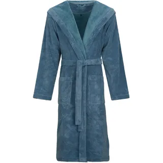 Unisex-Bademantel VOSSEN "Lynn" Gr. M, blau (polo blau), L:120cm, Wirkvelours, Hausmäntel, Unisex-Bademantel, für Damen & Herren, mit Kapuze, aus Microfaser