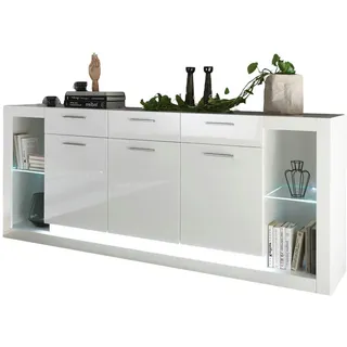 furn.design Sideboard 198 x 83 x 43 cm Weiß Hochglanz
