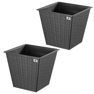 Gartenfreude Pflanzkübel Polyrattan 2er Set 41,5 x 41,5 x 38 cm, anthrazit