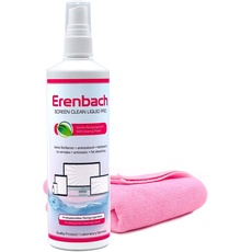 Erenbach Liquid Pro Bildschirmreiniger (250ml) mit Mikrofasertuch - Perfekte Reinigung Aller Bildschirme und Displays - Streifenfrei ohne Schlieren.