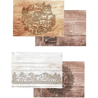 Dinnergut | 4x12 Papier-Tischsets mit Swiss Tradition 4 Motiv | 48 Stück DIN A3 | Premium Papier | Tischunterlage wie in der Schweiz | Natur, Berge, Land | Einweg Platzset für Tischdeko