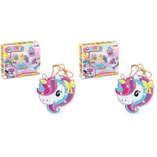 DIAMONDZ CRYSTAL PAINTING Keychains Set Rainbow Fun Series - DIY Diamond Painting Schlüsselanhänger Bastelset, Diamant Malerei Kinder mit 5x Einhorn-Regenbogen Schablonen (Packung mit 2)